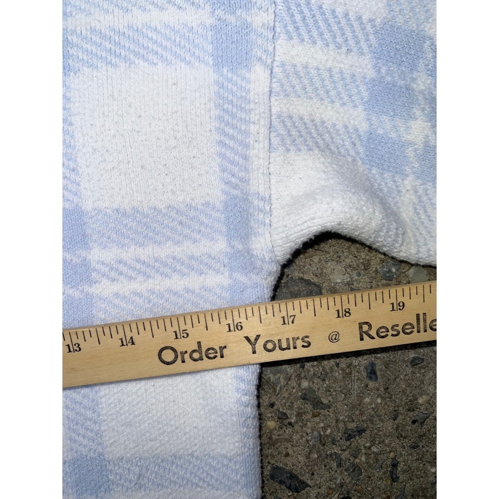 Hollister Blue White Plaid Cropped Cardigan Sweater Buttons V-Neck Womens Small - Picture 7 of 10